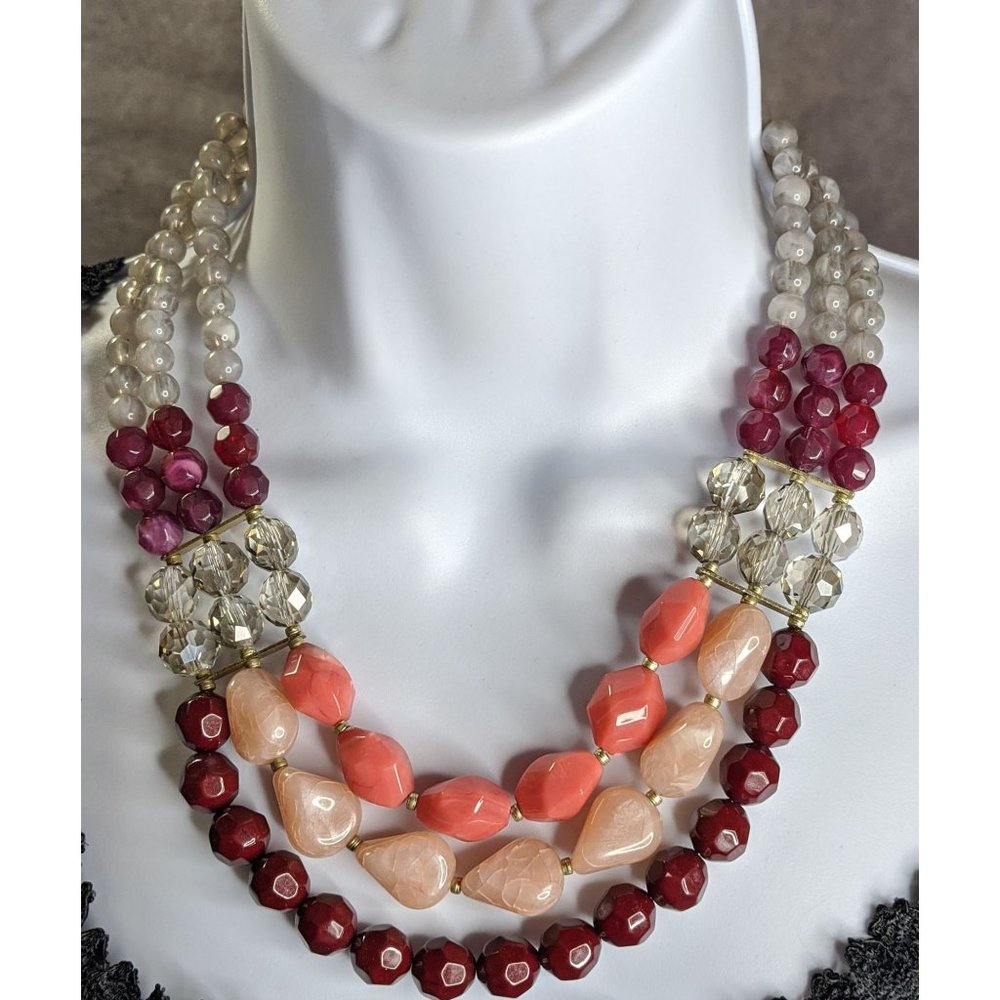 Layered Beaded Statement Necklace - image 1